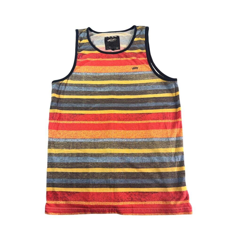 Vans Off The Wall Tank Top Mens M Multicolor Striped Skate Surf Sleeveless